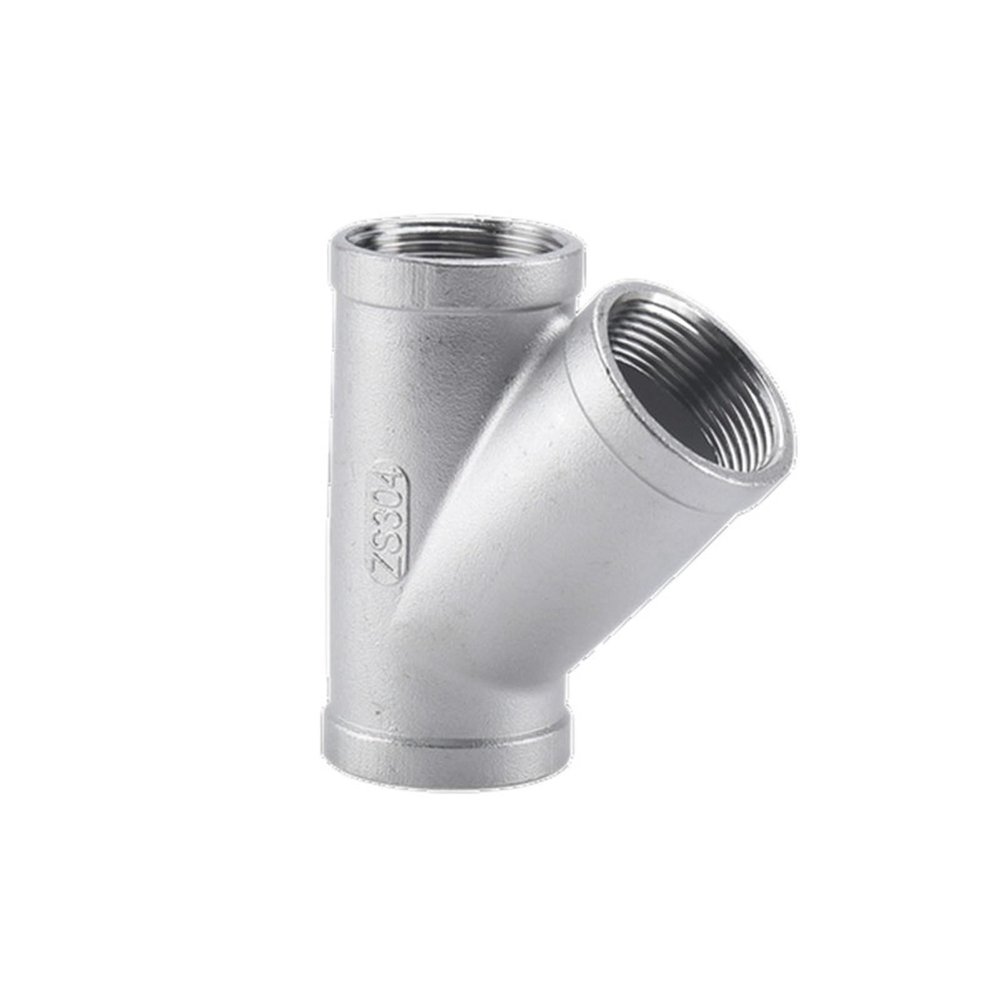 KKFAUS 1PCS 304 Stainless Steel Y Shape 3 Ways Joint 1/4 3/8 1/2 3/4 1" 2" BSP Female/Male Thread One Split Two Way Water Pipe Fittings(R-Shape Female threa,1-1/4")
