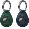 Geiomoo Silicone Case for Tile Sticker (2024) and Air Tag Tracker, Soft Flexible Scratch Resistant Protective Cover with Carabiner (Navy Blue+Emerald Green) view 1