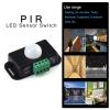 Clearhill Black PIR Motion Sensor Switch for LED Lights, DC 12V, DC 24V Infrared Motion Detector, Adjustable Delay Timer, Auto ON/Off for LED Strips, Energy-Efficient Lighting Controller view 2