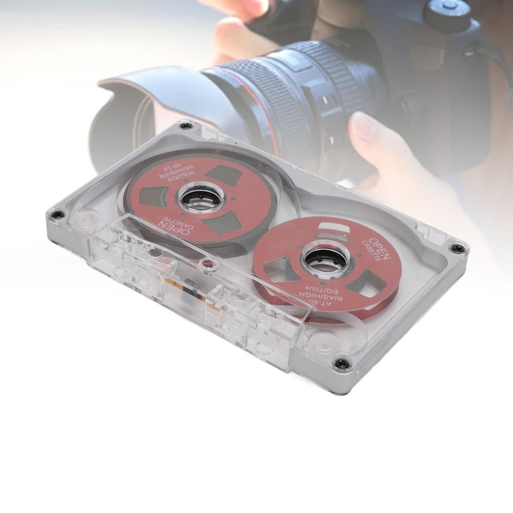 55 Minute Blank Cassette Tape, Reel to Reel Blank Sound Cassette Tape DIY Homemade, Empty Cassette Tape for Music Recording, Aluminum Alloy Shell (Silver Frame Red Plate)