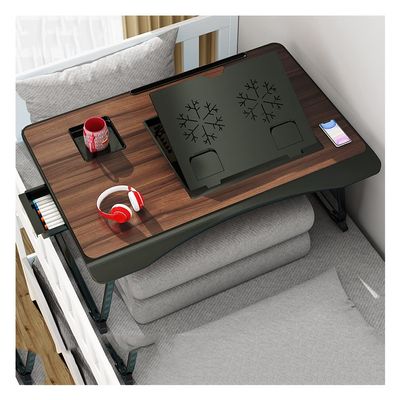 Adjustable Laptop Stand Bed Table,Drawer/Card Slot/Cup Holder/Bracket/Folding Leg Portable Bed Tray Table,Dining Writing Tray Write (Brown 23.6inchs)