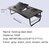 Adjustable Laptop Stand Bed Table,Drawer/Card Slot/Cup Holder/Bracket/Folding Leg Portable Bed Tray Table,Dining Writing Tray Write (Brown 23.6inchs) view 2
