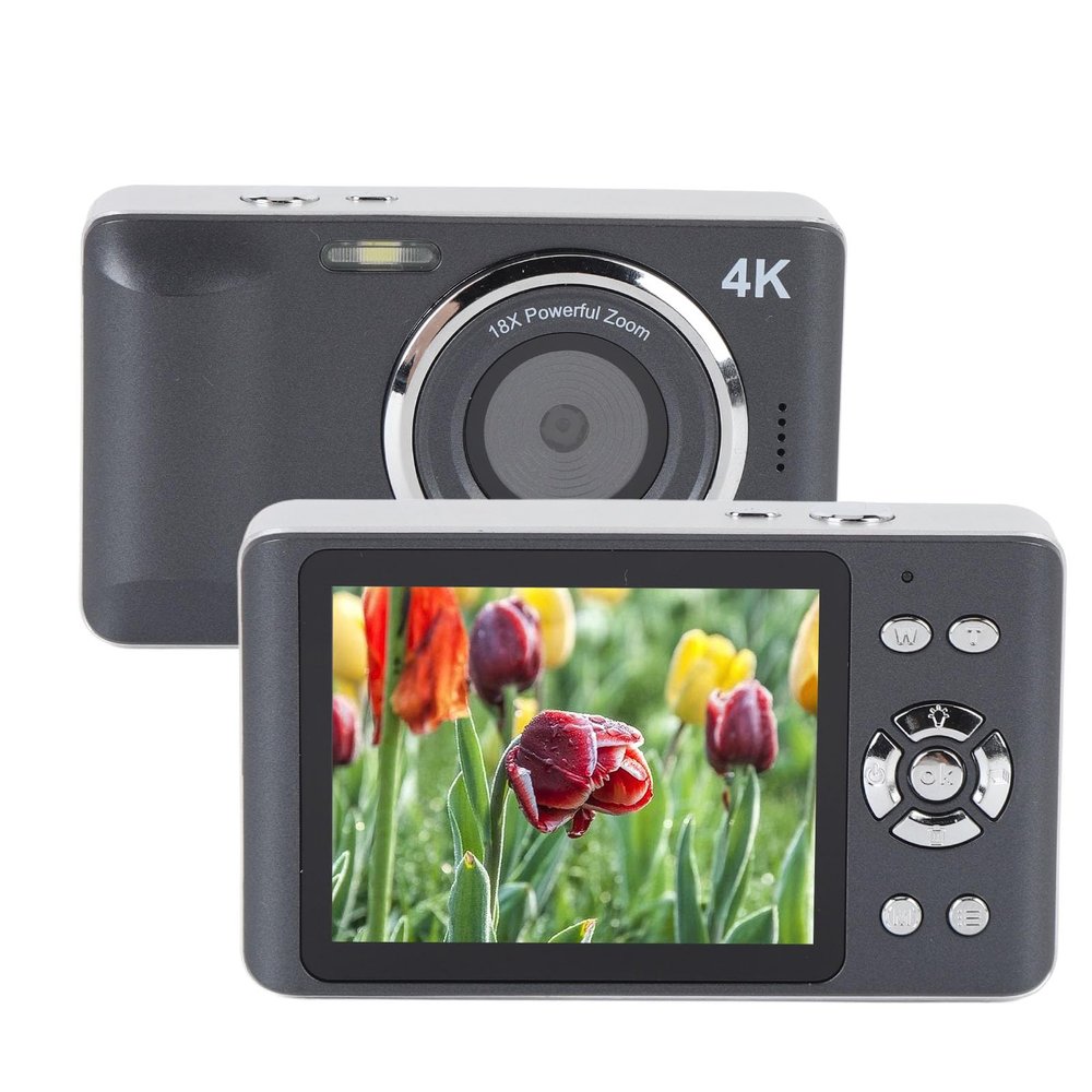 4K Digital Camera, 64MP Vlogging Camera, 18X Digital Zoom Autofocus Digital Point and Shoot Camera with Anti Shake for Teens Adult Beginner, USB Type C, 2.8 Inch Screen (Black)
