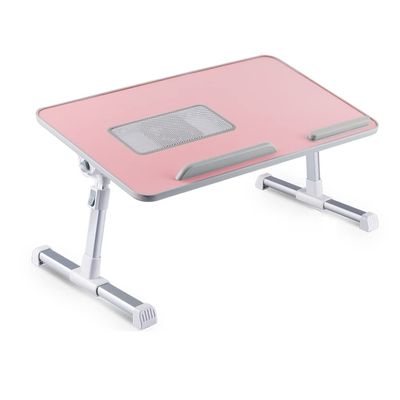Adjustable Laptop Stand Bed Desk,USB Cooling Fan/Soft Hand Rest/Folding Leg Portable Bed Tray Table,Dining Work Writing Write (Pink 20.9inchs)