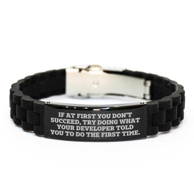 Developer Gift Ideas Funny Quote Glide lock Clasp Black Stainless Steel Silicone Valentine's Unique Gifts for Developers from Friends and Family