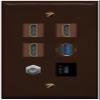 RiteAV 3 HDMI USB3 USBC Coax Wall Plate - Flat Style [Brown/Brown] view 1