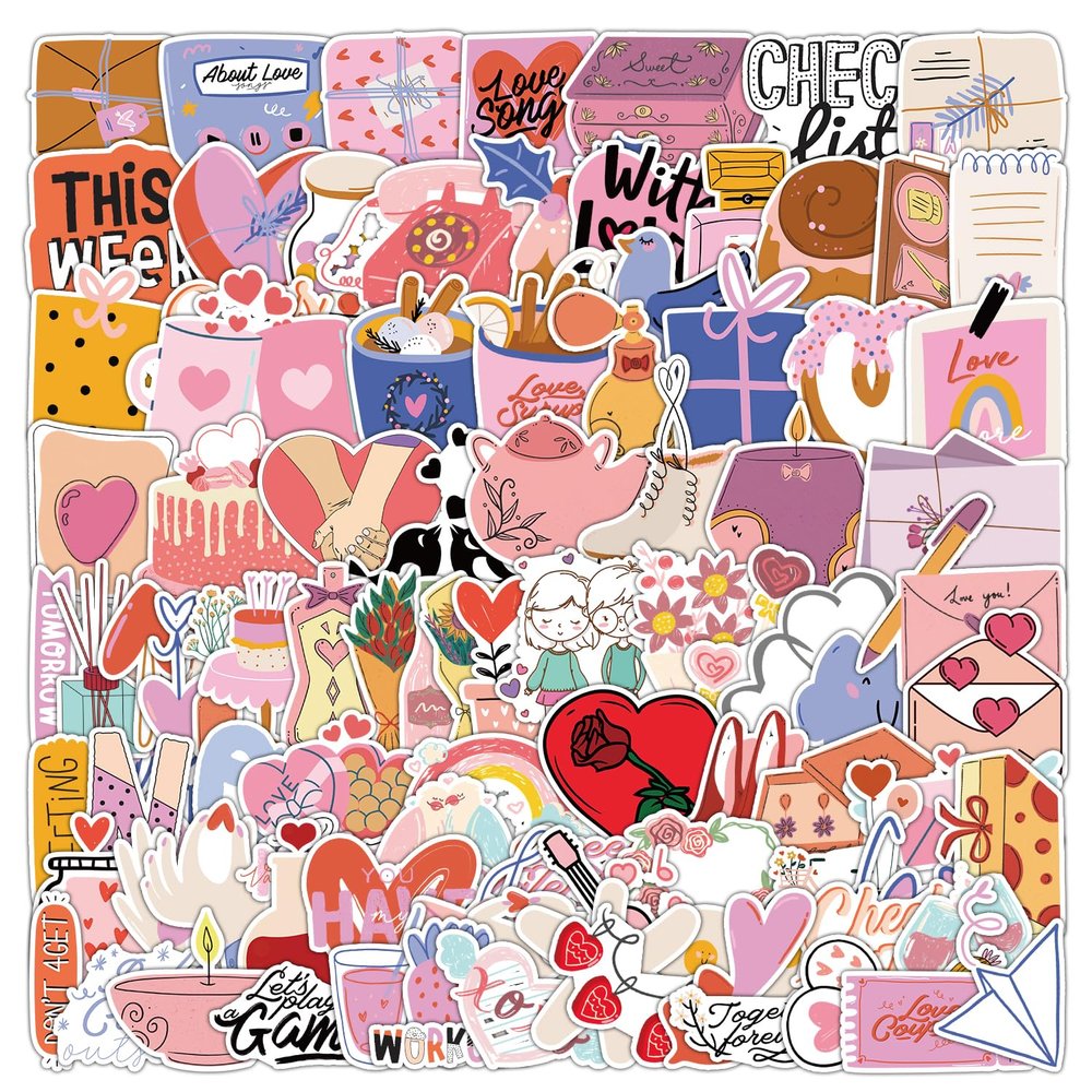 100PCS Summer Fresh Aesthetic Book Stickers, Vinyl Waterproof Romance Floral Stickers for Personalization, Gifts, Laptops, Luggage, Water Bottles, Phones, Scooters, Window Decorations