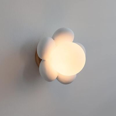 OUZVI Nordic Wall Sconce Lighting Globe Glass Wall Lamp, G9 Children's Room Wall Mount Light Fixture Flower Shape Sconces, Fairy Cartoon Wall Lamps for Girls Bedroom Nursery (Blanc)