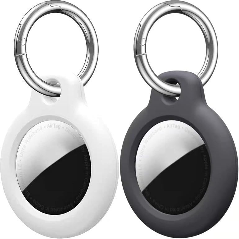 2 Pack Protective Case Compatible with Airtag, Airtag Case Cover Tracker Holder Keyring Silicone Case with Keychain for Keys Bags Luggage Dog Cat Pet Collar,
