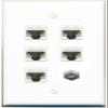 RiteAV 5 Port Cat5e Ethernet and 1 x Coax Wall Plate - Flat Style [White] view 1