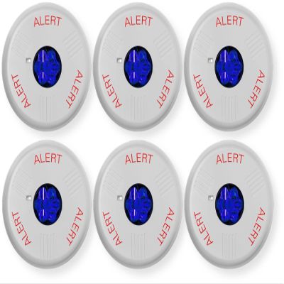 ELSTWC-ALB Pack of 6 Lens Strobes, White; Alert Lettering; Blue Lens; LED; Ceiling Mounting; Indoor; 15/30/75/110/150/177 cd; 24V; Low-Profile Design; Mounting Plate Included