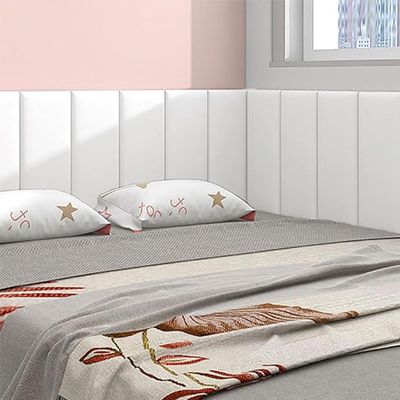 3D Kids Anti-Collision Wall Stickers, Thicken Tatami Nursery Wall Stickers, Peel and Stick Headboard, Upholstered Wall Panels for Bedroom Dojo Play Room,White,30x60cm 2 PCs