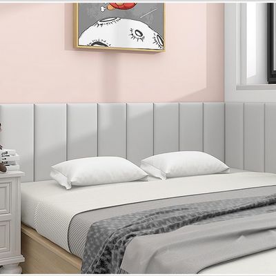 3D Kids Anti-Collision Wall Stickers, Thicken Tatami Nursery Wall Stickers, Peel and Stick Headboard, Upholstered Wall Panels for Bedroom Dojo Play Room,Light Grey,30x60cm 5 PCs