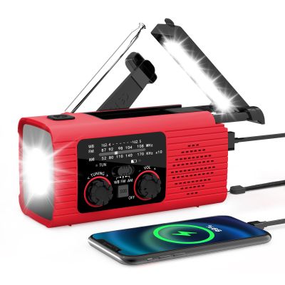 VybeSound NOAA Emergency Weather Radio, 4000mAh Weather Alert Radio with Solar Charging, Hand Crank & USB Charged, AM/FM with LED Flashlight, Reading Lamp, SOS Alarm, Headphone Jack for Outdoor Indoor