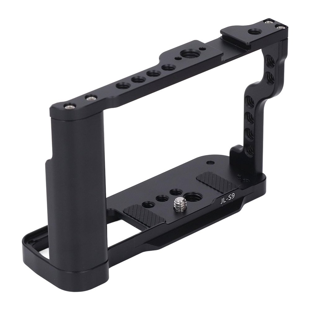 Aluminum Alloy Camera Cage for S9, Easy Assembly and Disassembly, Integrated Cold Shoe Mount, Quick Release Plate for Arca Style Track, Secure Screw Fastening, 1/4 3/8 Threads