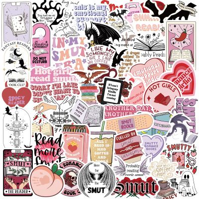 50Pcs Book Stickers for Kindle, Bookish Sticker Pack for Laptop, Ebook Readers Cute Vinyl Decals Water Bottle Girls Holographic Waterproof Romance (Smutty)