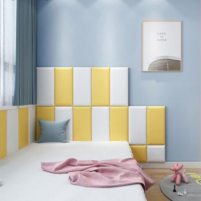 3D Kids Anti-Collision Wall Stickers, Thicken Tatami Nursery Wall Stickers, Peel and Stick Headboard, Upholstered Wall Panels for Bedroom Dojo Play Room,Yellow,30x60cm 3 PCs