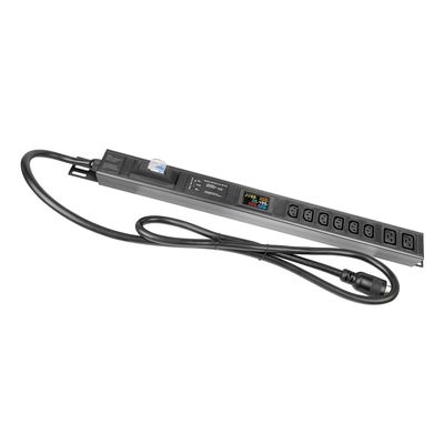 Multi Metered-Breaker-Surge Protection PDU, 240V, L6-30P, 30A, 7200watts, (6) C13 & (2) C19 Outlets, Crypto Mining, Data Center, 1U Racking, Network, Power Distribution Unit