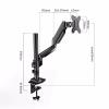 Adjustable Monitor Arm Single Monitor Arm, Adjustable Single Monitor Desk Mount Fits Max 35 Inch, 22.0 lbs, Gas Spring Alloy Monitor Mount Arm with Clamp and Grommet Base Monitor Arm Mount view 2