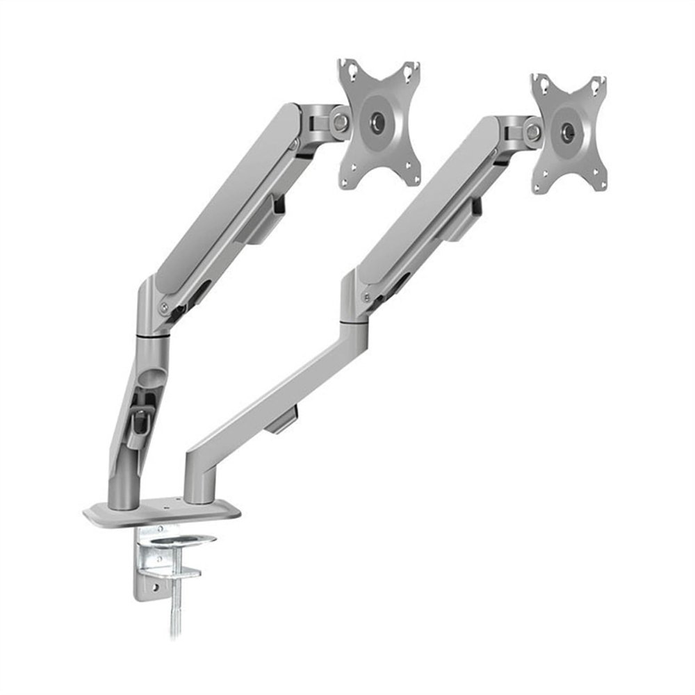 Adjustable Monitor Arm Dual Monitor Mount for Most 17-30" Screens, Each Arm Holds Max 19.8lbs, Dual Monitor Desk Mount Arm with Height-Adjustable/Tilt/Swivel/Rotate Monitor Arm Mount(Gris)