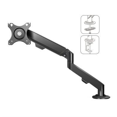 Adjustable Monitor Arm Single Monitor Mount, Single Monitor Arm Desk Mount, Fully Adjustable Gas Spring Monitor Arm Fits 17-30" Flat/Curved Monitors within 19.8 lbs Monitor Arm Mount(Black)