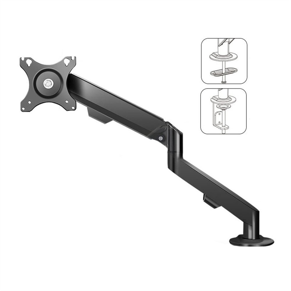 Adjustable Monitor Arm Single Monitor Mount, Single Monitor Arm Desk Mount, Fully Adjustable Gas Spring Monitor Arm Fits 17-30" Flat/Curved Monitors within 19.8 lbs Monitor Arm Mount(Black)