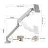Adjustable Monitor Arm Single Monitor Arm, Gas Spring Single Monitor Mount up to 32" and 19.8 lbs, Adjustable Aluminum Monitor Arm Desk Mount with C-Clamp and Grommet Base Monitor Arm Mount(Silver) view 2