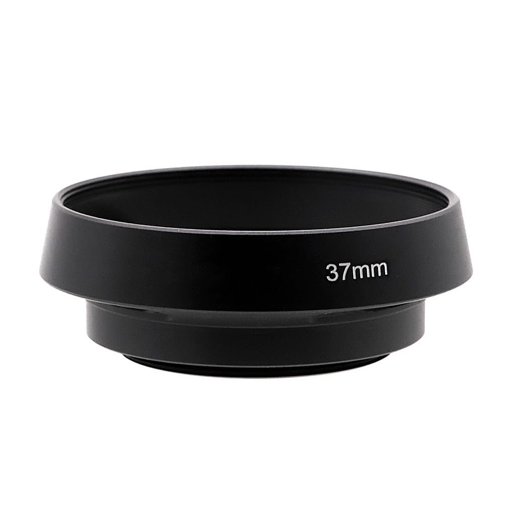 35 37 39 40.5 43 46 49 52 55 58 62 67 72 77 82mm Vented Lens Hood Metal Hollow Lens Hood Screw in Curved Vented Lens Hood Shade (37mm,Black)