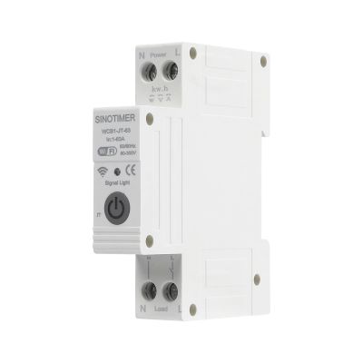 WCB1 Smart WiFi Switch Timer 1P 18mm 63A Circuit Breaker Relay DIN Rail Smart Energy Monitor Meter, Remote Control by Tuya APP, Over or Under Voltage Protector Relay Switch for Household Appliances