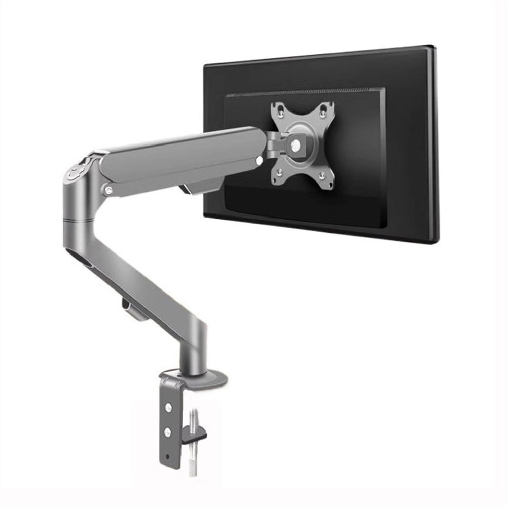 Adjustable Monitor Arm Single Monitor Arm Fits 17-30" Screens within 19.8 lbs, Adjustable Gas Spring Monitor Desk Mount with C-Clamp & Grommet Base, Max VESA 100x100mm Monitor Arm Mount(Silver Gray)