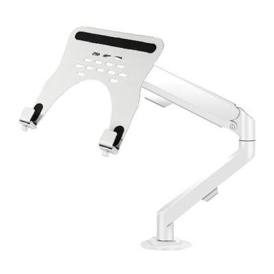 Adjustable Monitor Arm Laptop Arm Mount for Desk Holds 4.4-19.8lbs, 2 in 1 Adjustable Gas Spring Arm Single Monitor Desk Mount with Tray for 17"-30" Screens or 10"-16" Laptops Monitor Arm Mount(White)