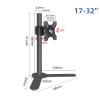 Adjustable Monitor Arm Single Monitor Desk Stand, Freestanding Steel Monitor Mount with Height Adjustable, Swivel, Tilt, Rotation, Fits 17"-32'' Monitors, Holds up to 17.6lbs Monitor Arm Mount view 2
