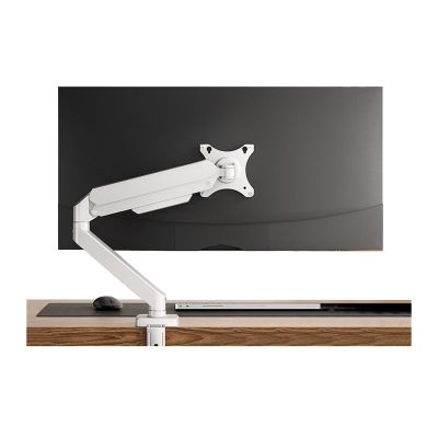 Adjustable Monitor Arm Single Monitor Desk Mount, 17-32 Inch Gas Spring Monitor Arm, Fully Adjustable Single Monitor Mount with Clamp and Grommet Base, Holds up to 22.0lbs Monitor Arm Mount(White)