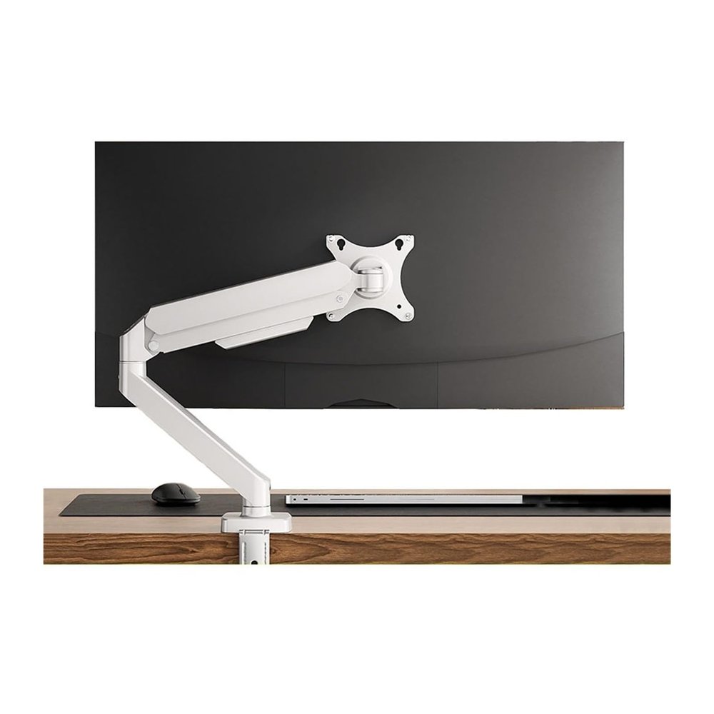 Adjustable Monitor Arm Single Monitor Desk Mount, 17-32 Inch Gas Spring Monitor Arm, Fully Adjustable Single Monitor Mount with Clamp and Grommet Base, Holds up to 22.0lbs Monitor Arm Mount(White)