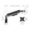 Adjustable Monitor Arm Single Monitor Wall Mount for Max 32 Inch, 4.4-19.8lbs Screens, Fully Adjustable Gas Spring Monitor Arm Wall Mounted Monitor Holder with VESA 75/100mm Monitor Arm Mount view 2