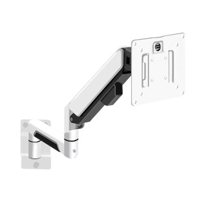 Adjustable Monitor Arm Aluminum Single Monitor Wall Mount, Full Motion Pneumatic Spring Monitor Mount Arm for Screens up to 32 inches and 19.8 lbs, Max VESA 100x100 Monitor Arm Mount(White)
