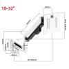 Adjustable Monitor Arm Aluminum Single Monitor Wall Mount, Full Motion Pneumatic Spring Monitor Mount Arm for Screens up to 32 inches and 19.8 lbs, Max VESA 100x100 Monitor Arm Mount(White) view 2