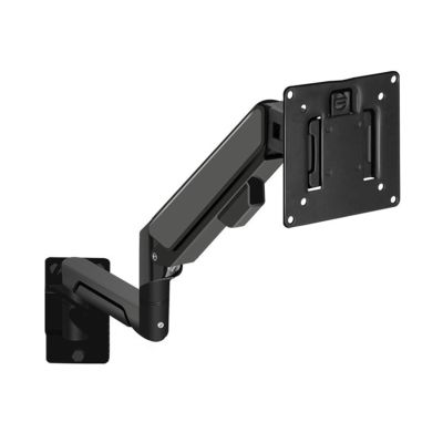 Adjustable Monitor Arm Aluminum Single Monitor Wall Mount, Full Motion Pneumatic Spring Monitor Mount Arm for Screens up to 32 inches and 19.8 lbs, Max VESA 100x100 Monitor Arm Mount(Black)