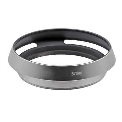 35 37 39 40.5 43 46 49 52 55 58 62 67 72 77 82mm Vented Lens Hood Metal Hollow Lens Hood Screw in Curved Vented Lens Hood Shade (67mm,Silver)