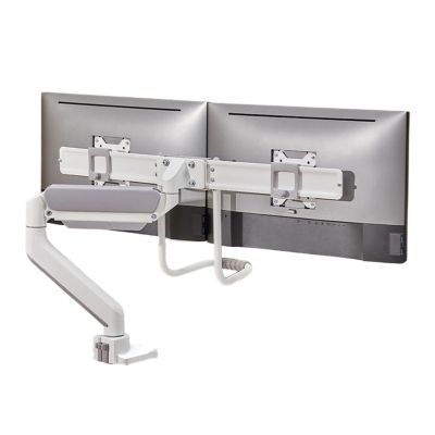 Adjustable Monitor Arm Dual Monitor Desk Mount, Adjustable Gas Spring Monitor Arm for 2 Screens up to 32 inches, 17.6lbs, Sliding VESA Plates with Clamp and Grommet Base Monitor Arm Mount