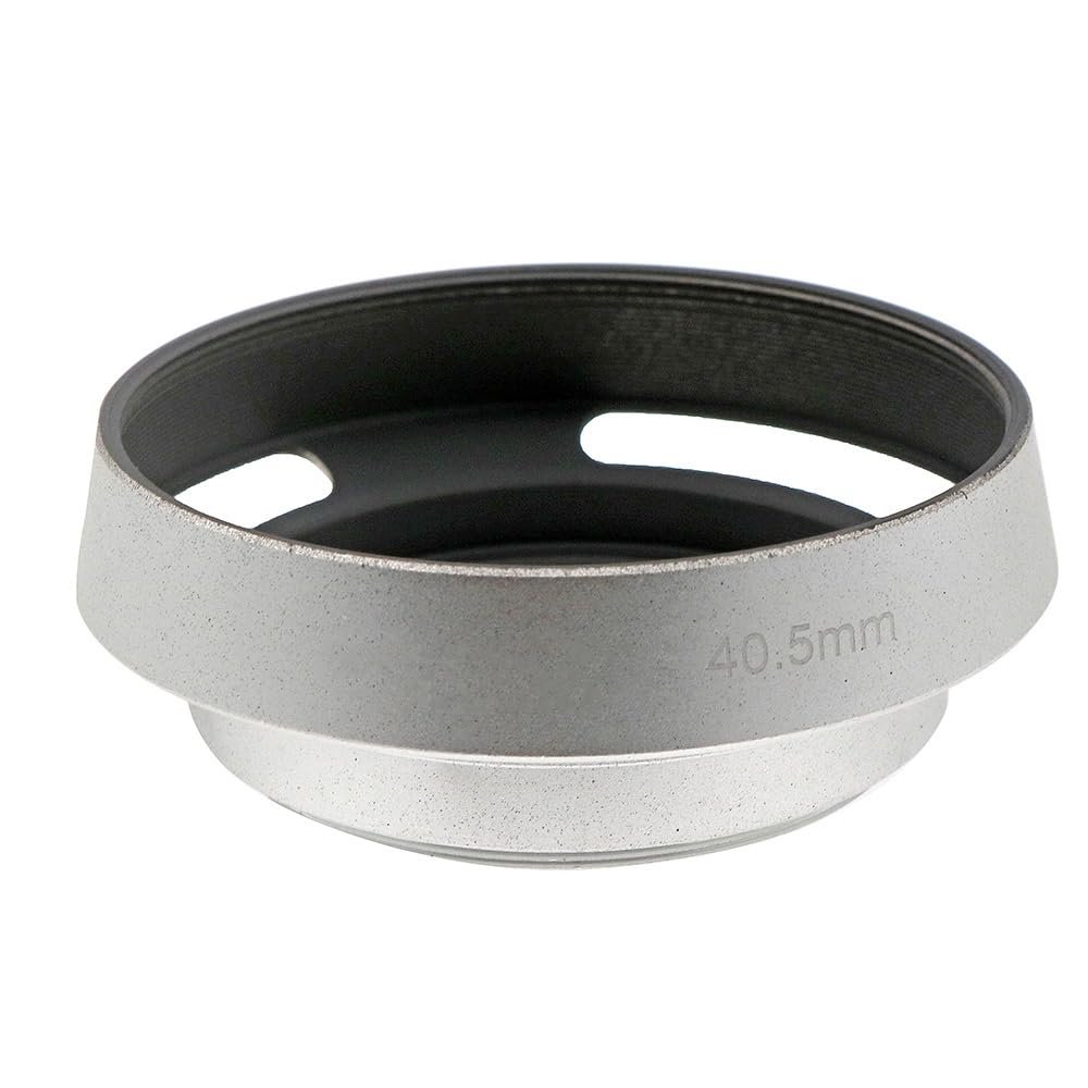 35 37 39 40.5 43 46 49 52 55 58 62 67 72 77 82mm Vented Lens Hood Metal Hollow Lens Hood Screw in Curved Vented Lens Hood Shade (40.5mm,Silver)