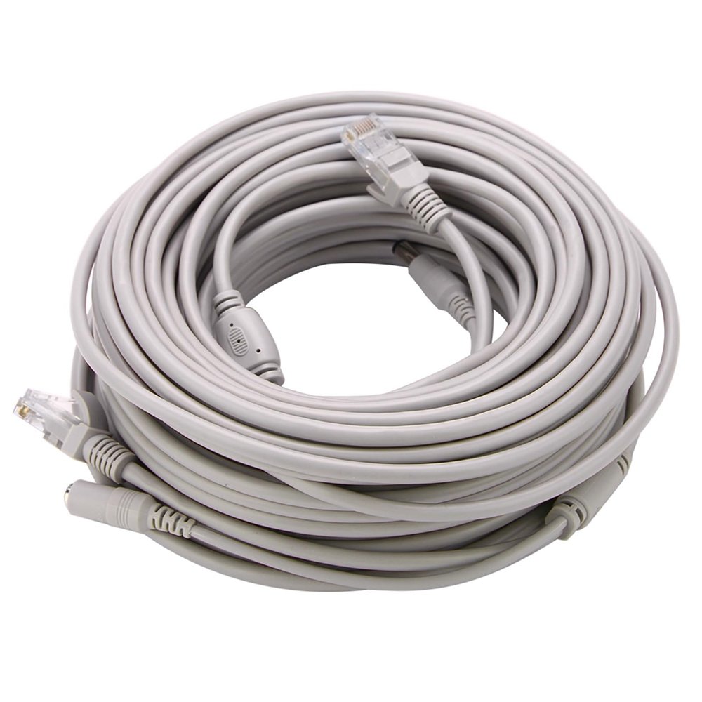 Mrisata RJ45 DC Ethernet CCTV Cable 10M Cat 5 Cord Power Extension for IP Cameras NVR System 10Mbps100Mbps (20m)