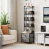 Epouseter CD Storage Rack with Drawer, 5-Tier DVD Organizer Shelf w/Adjustable Book Stoppers, Media Storage Rack for CD/DVD, Books & Games, Ideal for Living Room & Home Office  15.7x11.8x56.5Inches view 2