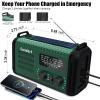 20000mAh Emergency Weather Radio, NOAA AM FM Solar Hand Crank Radio, Cell Phone Charger, SOS Alarm, Flashlight & LED Reading Lamp for Hurricane Outdoor Survival (Green) view 4