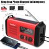 20000mAh Emergency Weather Radio, NOAA AM FM Solar Hand Crank Radio, Cell Phone Charger, SOS Alarm, Flashlight & LED Reading Lamp for Hurricane Outdoor Survival (Red) view 4