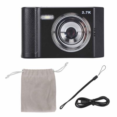 Digital Camera 48MP 2.7K HD 8x Zoom Compact 2.8 Inch Screen Auto Focus Anti-Shake For Selfie Digital Pocket Camera Travel Recording Life (Black)