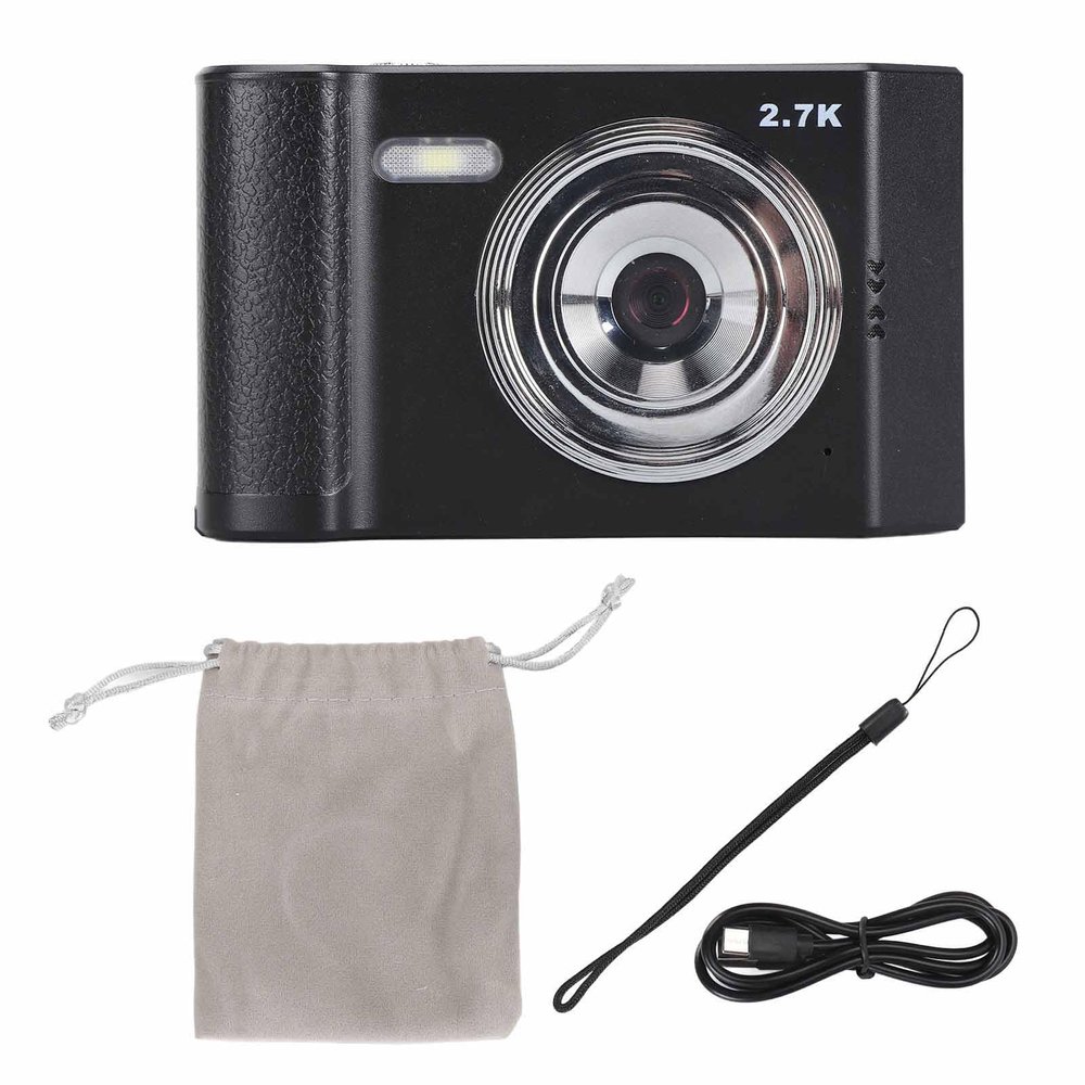Digital Camera 48MP 2.7K HD 8x Zoom Compact 2.8 Inch Screen Auto Focus Anti-Shake For Selfie Digital Pocket Camera Travel Recording Life (Black)