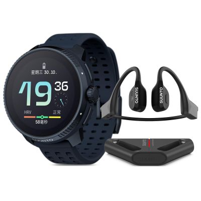 SUUNTO Race Stainless Steel GPS Sports Watch Midnight, Wing Bone Conduction Headphone Black