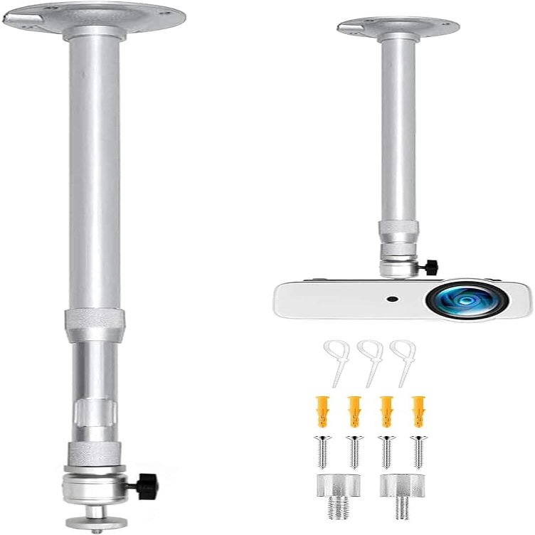 2-Be-Best Projector Mount Silver Extendable Height Projector Ceiling Mount Long Mounts 18-31in/46-80cm 360 Angle Adjustable Mounts for Mini Projectors