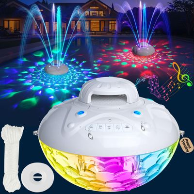 KingSom 3 in 1 Bluetooth Pool Speaker with Pool Fountain Light, Floating Pool Speaker for Pool, IP68 Waterproof Hot Tub Speakers, Loud Sound, BT5.4,24H Playtime Pool Water Fountain, White